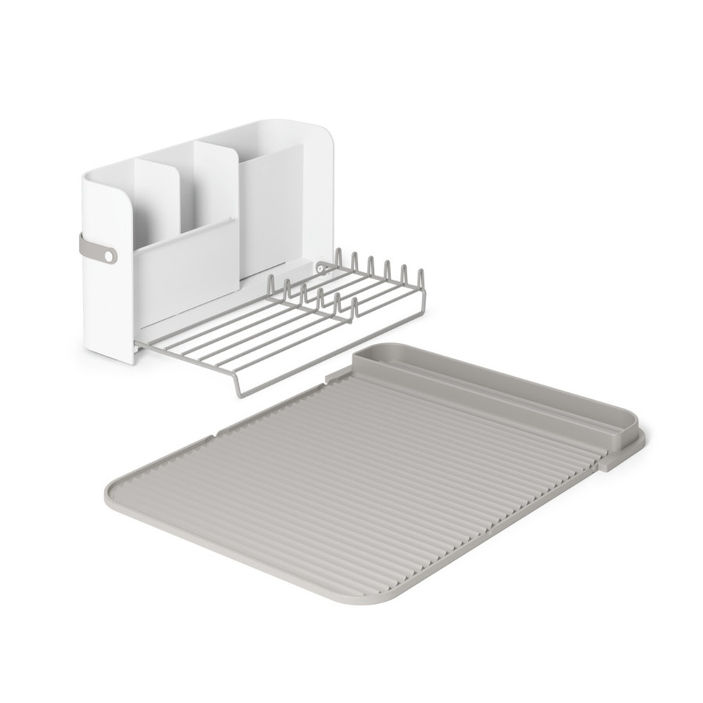 Diskställ med diskmatta, Plats sparande, SLING DISH RACK, Umbra, Grå / Vit i gruppen Förvaring / Köksförvaring / Diskställ och diskbänk hos SmartaSaker.se (40446)