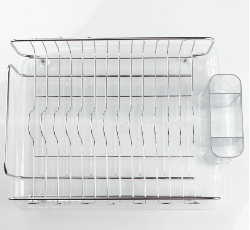 Diskställ med droppbricka, FORMA DISH DRAINER, 34 x 43 x H13 cm, Silver / Klar i gruppen Förvaring / Köksförvaring / Diskställ och diskbänk hos SmartaSaker.se (40447)