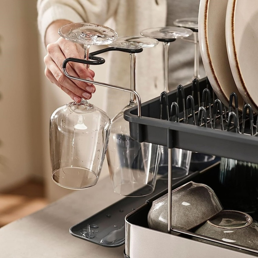 Diskställ, 2-våningar, EXCEL STEEL 2-TIER, 46,5 x 31,5 x H 32 cm, Joseph Joseph, Silver / Mörkgrå i gruppen Förvaring / Köksförvaring hos SmartaSaker.se (40454)