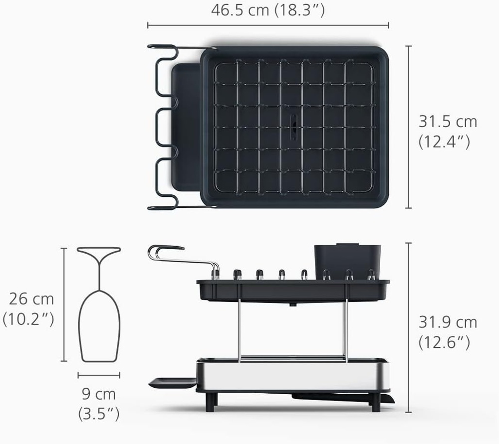 Diskställ, 2-våningar, EXCEL STEEL 2-TIER, 46,5 x 31,5 x H 32 cm, Joseph Joseph, Silver / Mörkgrå i gruppen Förvaring / Köksförvaring / Diskställ och diskbänk hos SmartaSaker.se (40454)