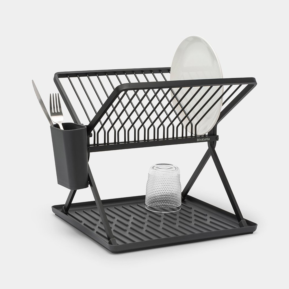 Diskställ, BRABANTIA COMPACT FOLDABLE DISH RACK, 33 x 37 x H 31,5 cm, Mörkgrå i gruppen Förvaring / Köksförvaring hos SmartaSaker.se (40455)