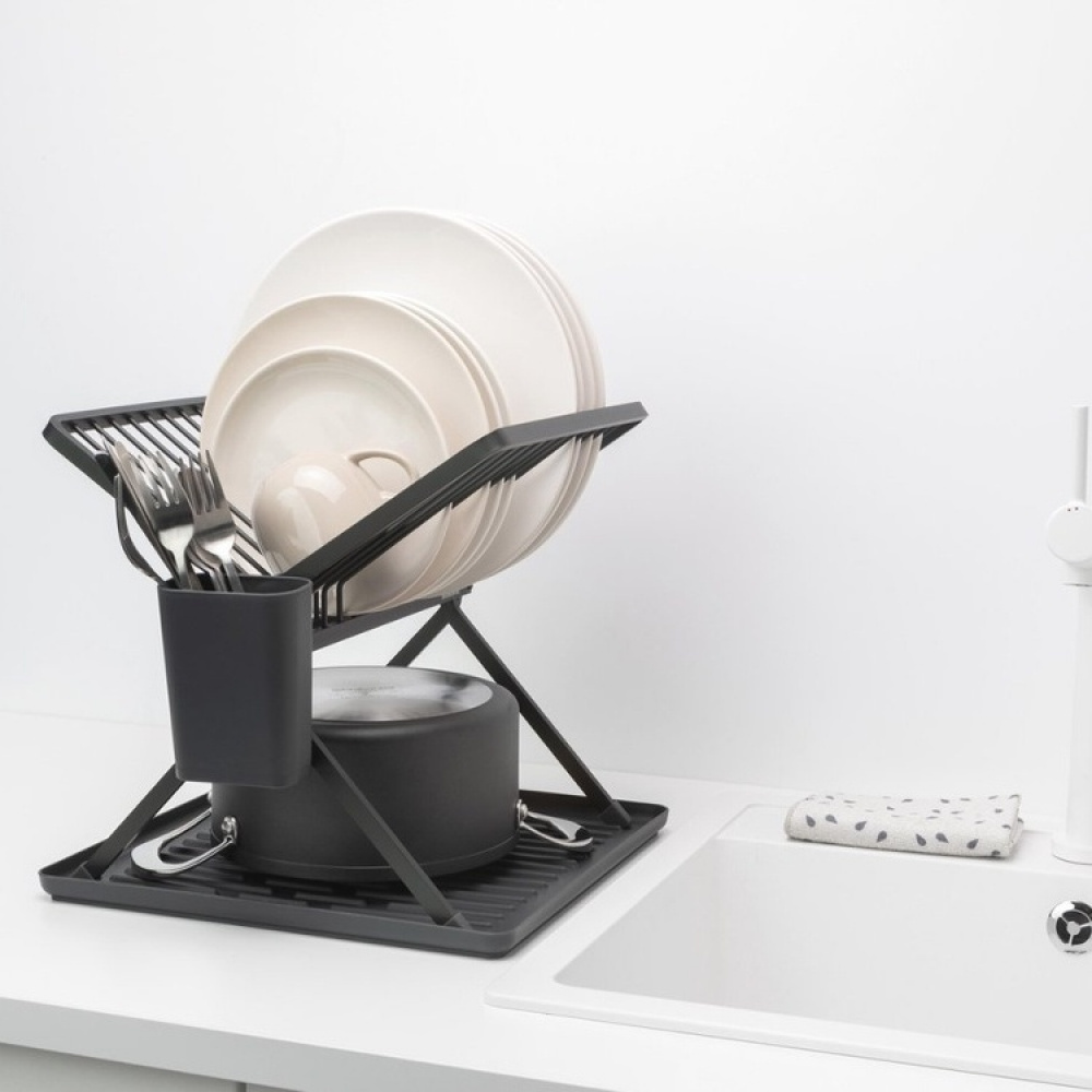 Diskställ, BRABANTIA COMPACT FOLDABLE DISH RACK, 33 x 37 x H 31,5 cm, Mörkgrå i gruppen Förvaring / Köksförvaring / Diskställ och diskbänk hos SmartaSaker.se (40455)
