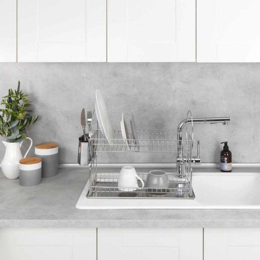 Diskställ, två våningar, bestickkorg, EXCLUSIVE DUO, 45 x 23 x H36 cm, rostfritt stål i gruppen Förvaring / Köksförvaring / Diskställ och diskbänk hos SmartaSaker.se (40462)