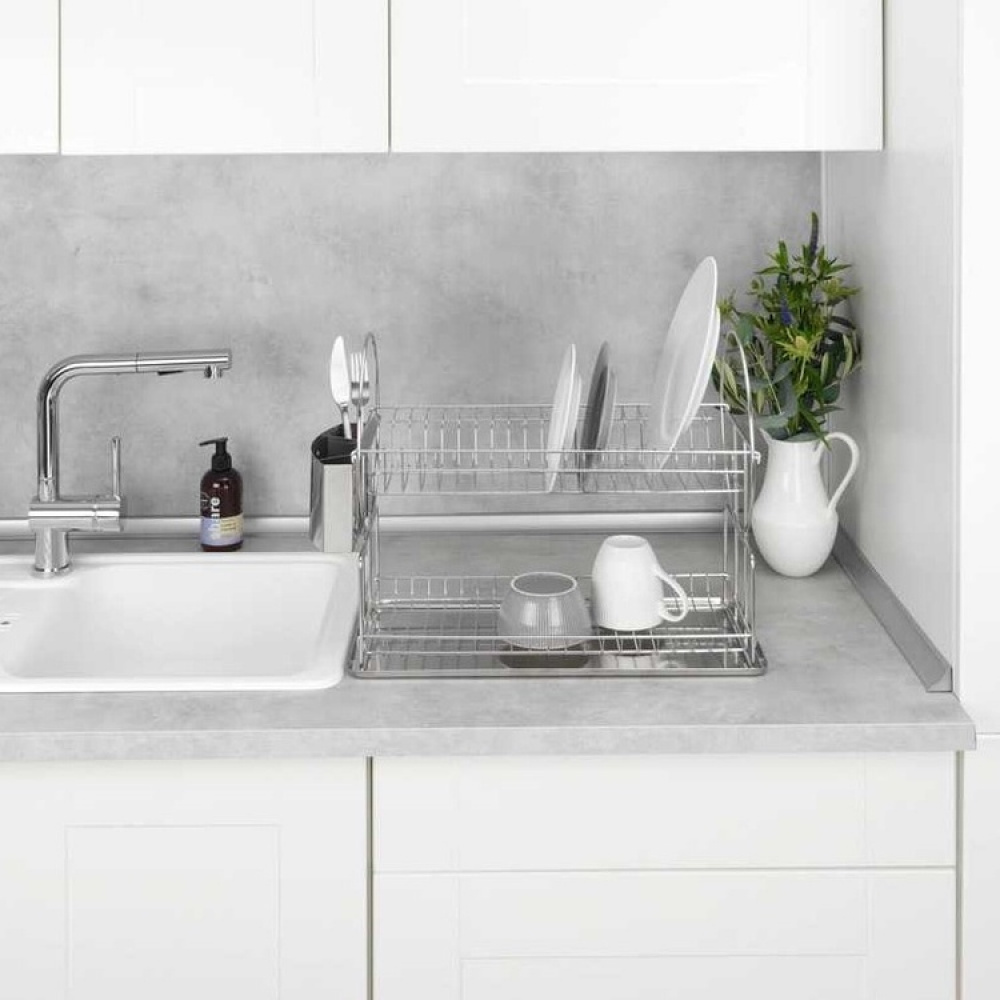Diskställ, två våningar, bestickkorg, EXCLUSIVE DUO, 45 x 23 x H36 cm, rostfritt stål i gruppen Förvaring / Köksförvaring / Diskställ och diskbänk hos SmartaSaker.se (40462)