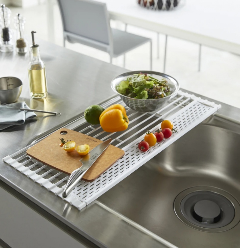 Diskunderlägg, över diskho, TOWER FOLDABLE DRAINER, 42 x 26 x H 0,8 cm, Yamazaki, Vit i gruppen Förvaring / Köksförvaring / Diskställ och diskbänk hos SmartaSaker.se (40470)