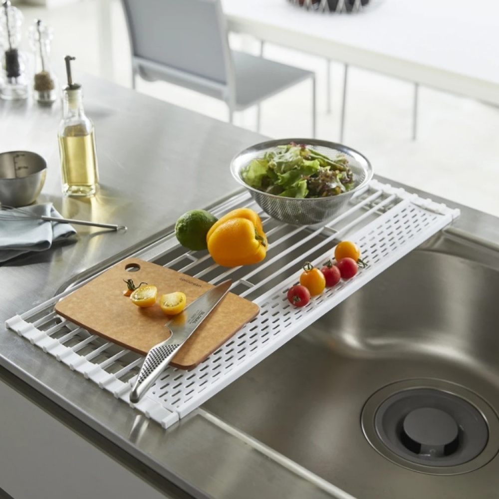 Diskunderlägg, över diskho, TOWER FOLDABLE DRAINER, 42 x 26 x H 0,8 cm, Yamazaki, Vit i gruppen Förvaring / Köksförvaring / Diskställ och diskbänk hos SmartaSaker.se (40470)