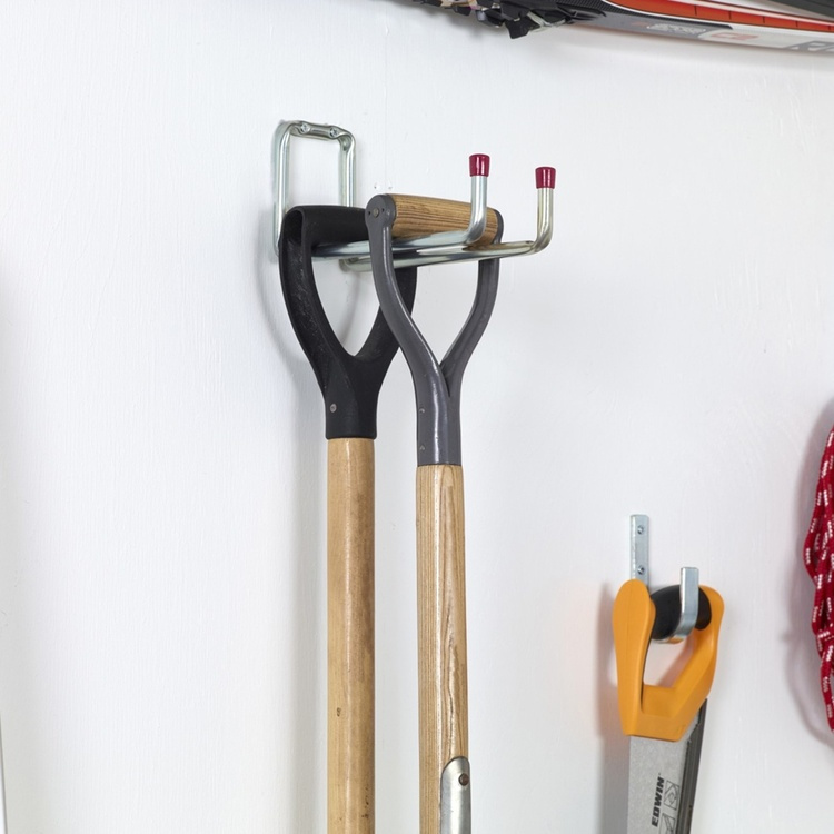 Dubbel Redskapskrok, Böjd, 25 cm, HABO 8529, Silver/ Röd i gruppen Förvaring / Förråd- och garageförvaring / Redskapshållare hos SmartaSaker.se (40481)