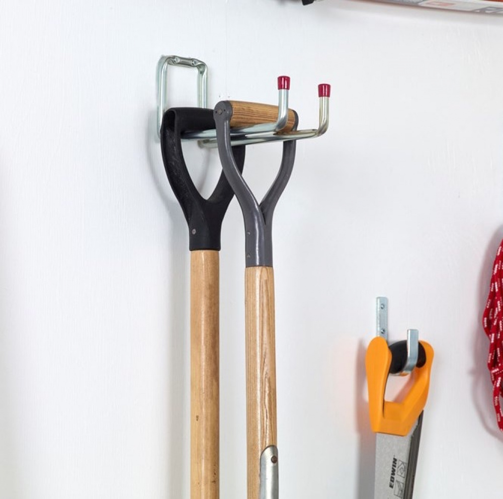 Dubbel Redskapskrok, Böjd, 25 cm, HABO 8529, Silver/ Röd i gruppen Förvaring / Förråd- och garageförvaring / Redskapshållare hos SmartaSaker.se (40481)
