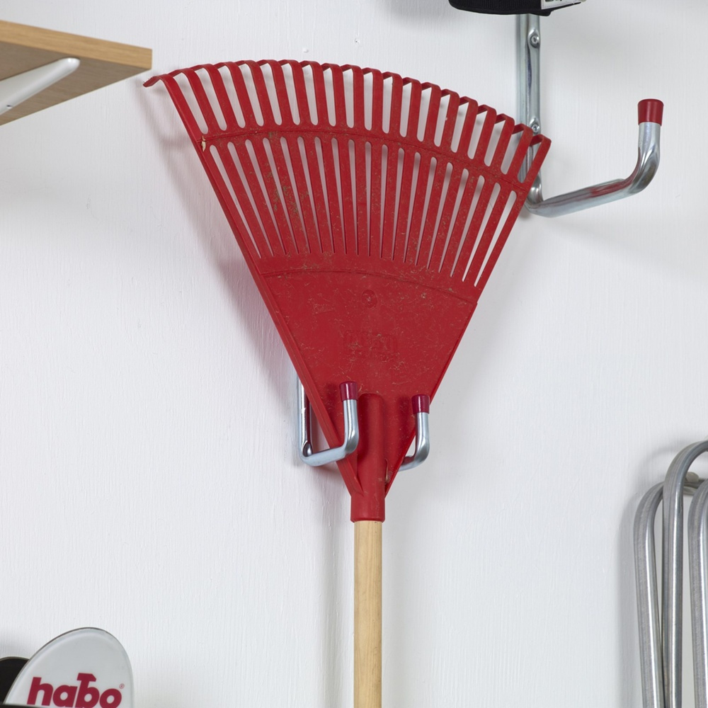 Dubbel Redskapskrok, Böjd, 7cm, HABO 8527, Silver / Röd i gruppen Förvaring / Förråd- och garageförvaring / Redskapshållare hos SmartaSaker.se (40483)