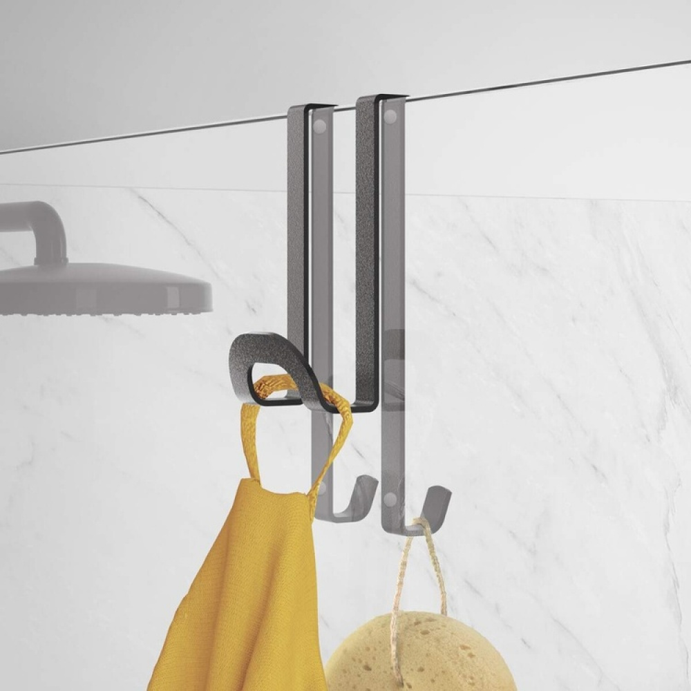 Dubbelkrok för duschväggar, 8 mm, ORIGIN LAVA, Svart i gruppen Förvaring / Badrumsförvaring hos SmartaSaker.se (40489)