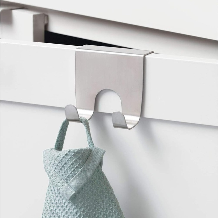Dubbelkrok i rostfri metall för skåpdörr, FORMA, Silver i gruppen Förvaring / Köksförvaring / Organisera köksskåp / Krokar hos SmartaSaker.se (40495)