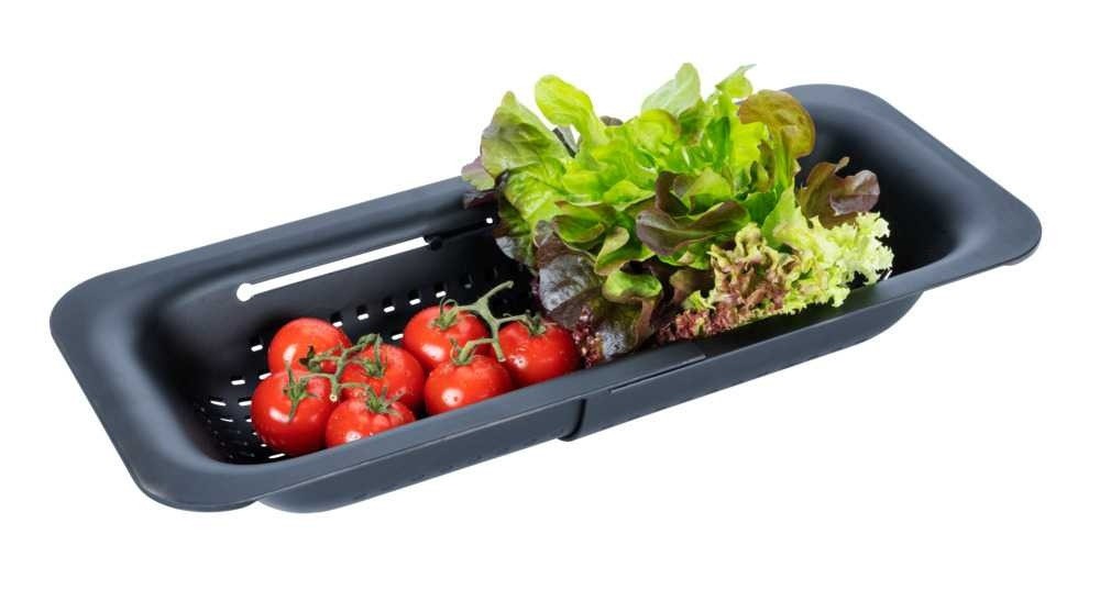 Durkslag, Över diskho, BLACK COLANDER, 36,5~50 x 20x H 7 cm, Svart i gruppen Förvaring / Köksförvaring / Diskställ och diskbänk hos SmartaSaker.se (40514)