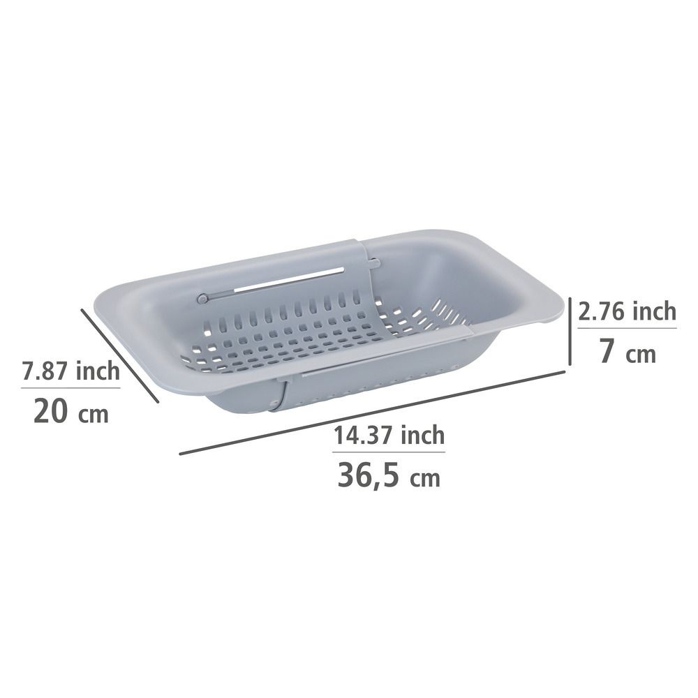 Durkslag, Över diskho, GREY COLANDER, 36,5~50 x 20 x H 7 cm, Ljusgrå i gruppen Förvaring / Köksförvaring / Diskställ och diskbänk hos SmartaSaker.se (40515)