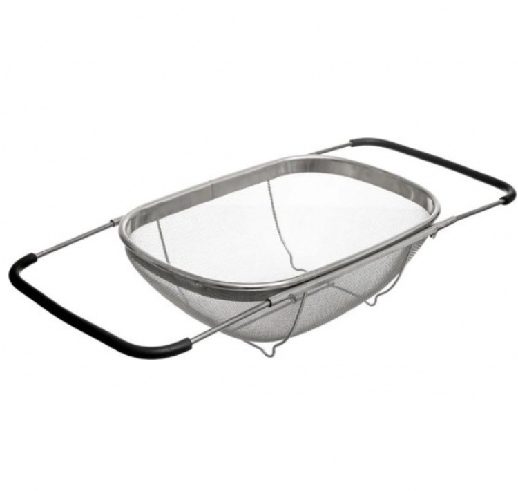 Durkslag, Över diskho, Finmaskig, STEEL STRAINER, 37 x 23 x H 12 cm, Silver i gruppen Förvaring / Köksförvaring hos SmartaSaker.se (40516)