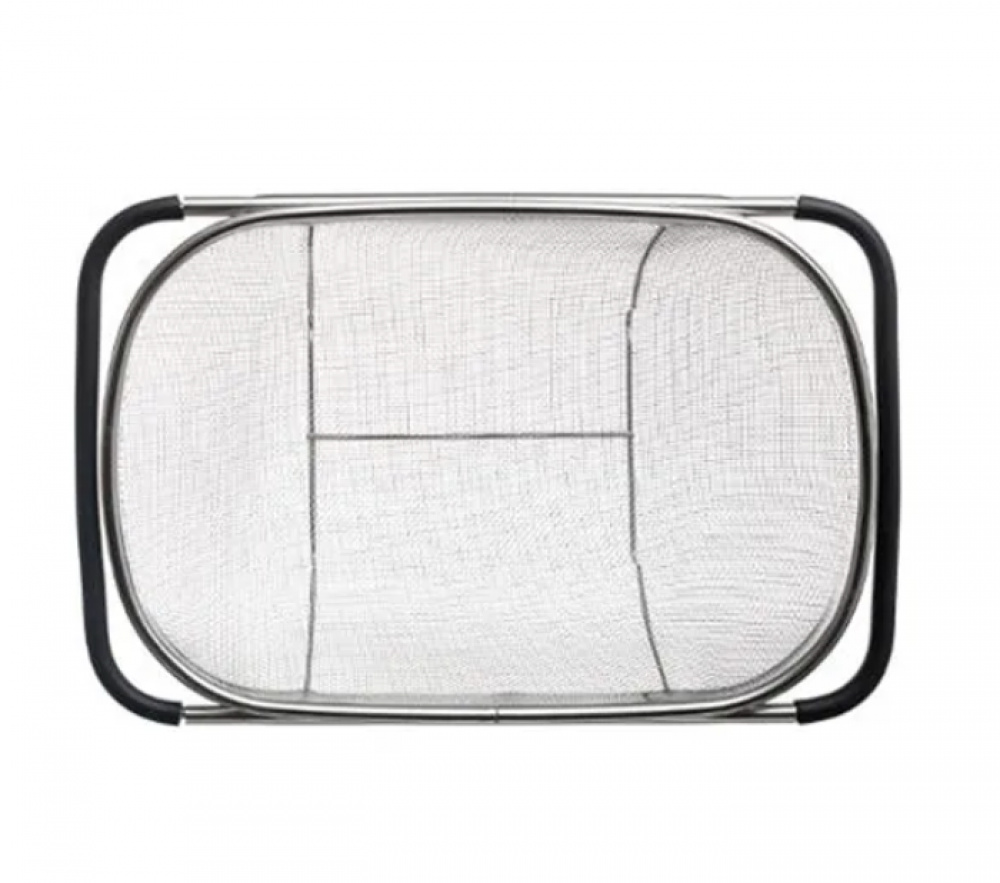 Durkslag, Över diskho, Finmaskig, STEEL STRAINER, 37 x 23 x H 12 cm, Silver i gruppen Förvaring / Köksförvaring hos SmartaSaker.se (40516)