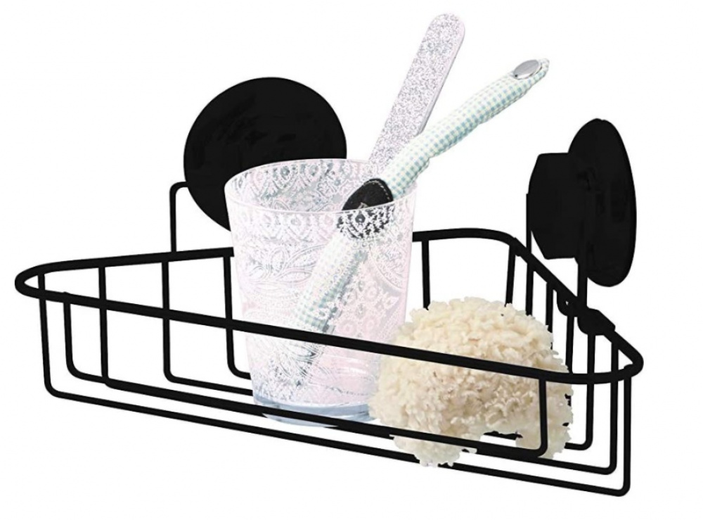Duschkorg för hörn, med sugpropp, BESTLOCK, 23,8 x 23,8 x H12,8 cm, Svart i gruppen Förvaring / Badrumsförvaring / Bad- och duschkorgar hos SmartaSaker.se (40518)