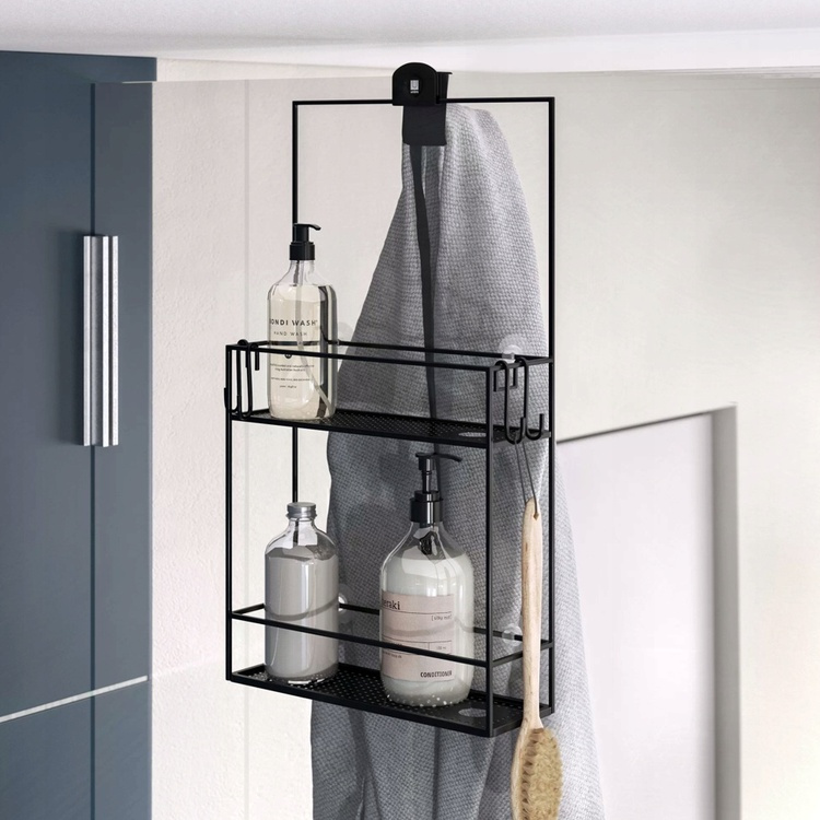 Duschkorg i metall, Över Duschvägg / Stång Två hyllor, CUBIKO CADDY, Umbra, Svart i gruppen Förvaring / Badrumsförvaring hos SmartaSaker.se (40521)