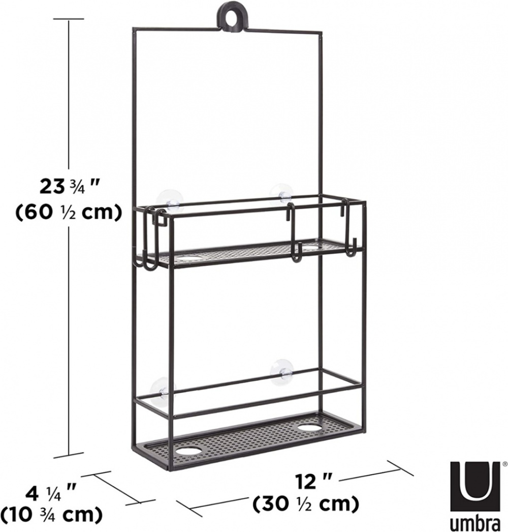 Duschkorg i metall, Över Duschvägg / Stång Två hyllor, CUBIKO CADDY, Umbra, Svart i gruppen Förvaring / Badrumsförvaring / Bad- och duschkorgar hos SmartaSaker.se (40521)