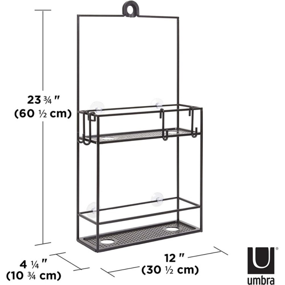 Duschkorg i metall, Över Duschvägg / Stång Två hyllor, CUBIKO CADDY, Umbra, Svart i gruppen Förvaring / Badrumsförvaring hos SmartaSaker.se (40521)