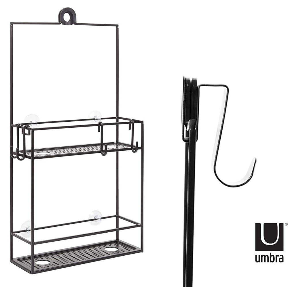 Duschkorg i metall, Över Duschvägg / Stång Två hyllor, CUBIKO CADDY, Umbra, Svart i gruppen Förvaring / Badrumsförvaring / Bad- och duschkorgar hos SmartaSaker.se (40521)