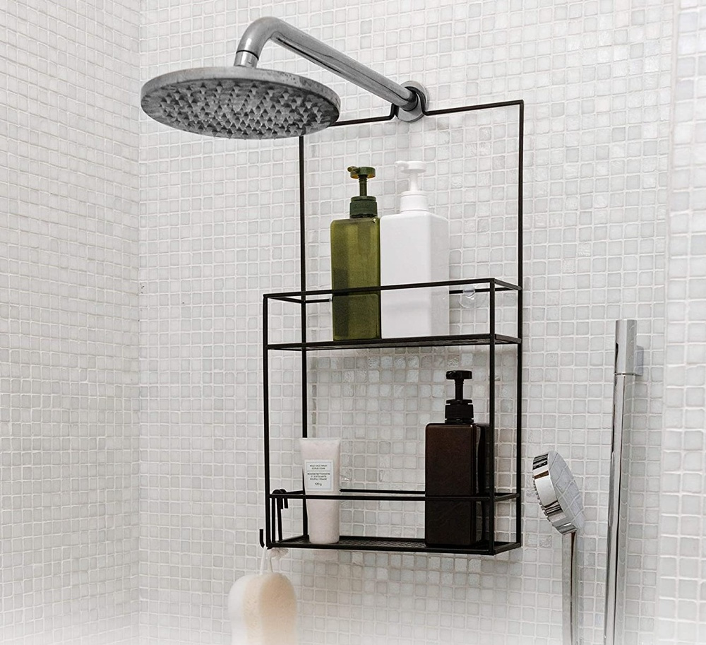 Duschkorg i metall, Över Duschvägg / Stång Två hyllor, CUBIKO CADDY, Umbra, Svart i gruppen Förvaring / Badrumsförvaring / Bad- och duschkorgar hos SmartaSaker.se (40521)