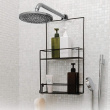 Duschkorg i metall, Över Duschvägg / Stång Två hyllor, CUBIKO CADDY, Umbra, Svart Duschkorg i metall, Över Duschvägg / Stång Två hyllor, CUBIKO CADDY, Umbra, Svart
