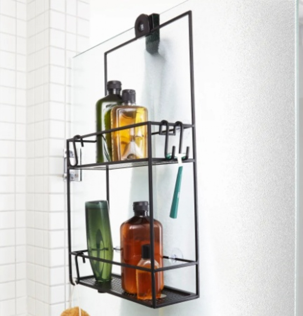Duschkorg i metall, Över Duschvägg / Stång Två hyllor, CUBIKO CADDY, Umbra, Svart i gruppen Förvaring / Badrumsförvaring / Bad- och duschkorgar hos SmartaSaker.se (40521)