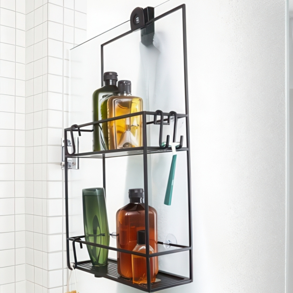 Duschkorg i metall, Över Duschvägg / Stång Två hyllor, CUBIKO CADDY, Umbra, Svart i gruppen Förvaring / Badrumsförvaring hos SmartaSaker.se (40521)