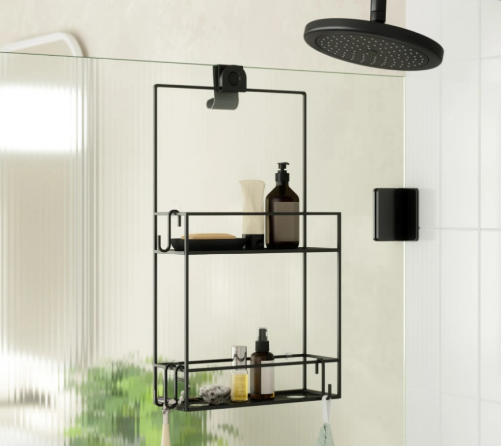 Duschkorg i metall, Över Duschvägg / Stång Två hyllor, CUBIKO CADDY, Umbra, Svart i gruppen Förvaring / Badrumsförvaring / Bad- och duschkorgar hos SmartaSaker.se (40521)