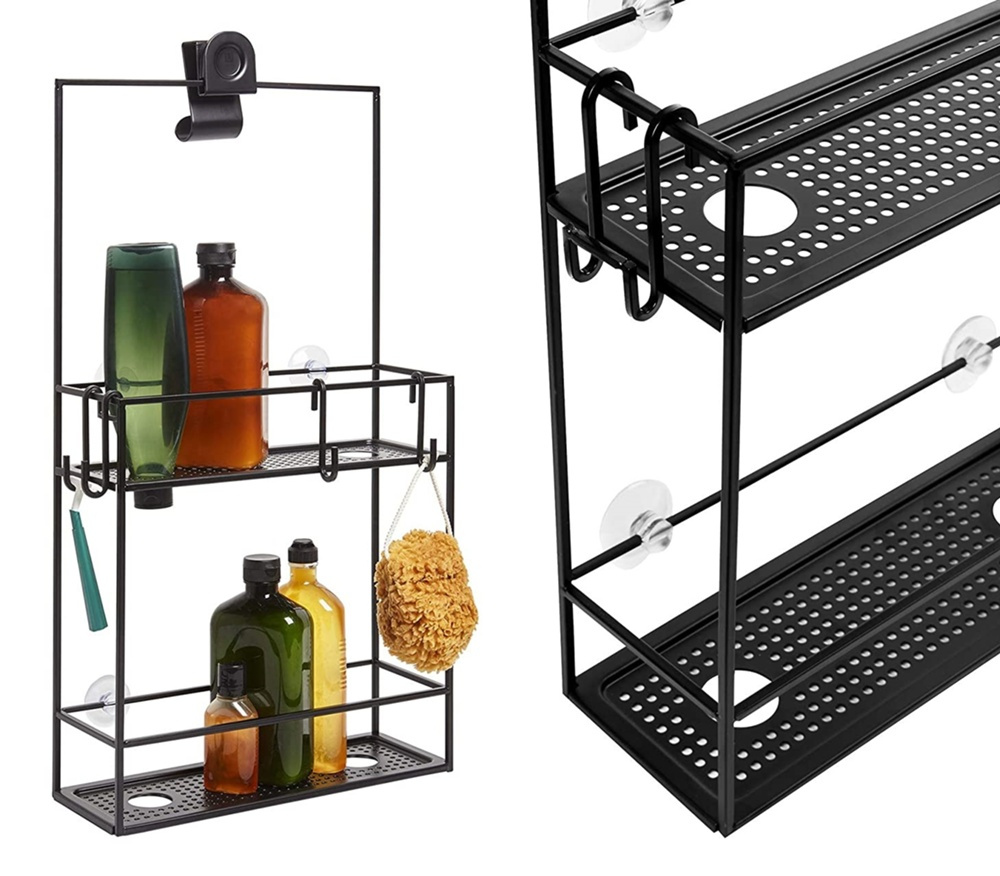 Duschkorg i metall, Över Duschvägg / Stång Två hyllor, CUBIKO CADDY, Umbra, Svart i gruppen Förvaring / Badrumsförvaring / Bad- och duschkorgar hos SmartaSaker.se (40521)