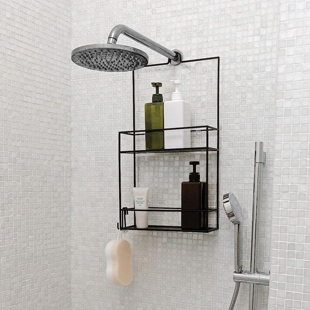Duschkorg i metall, Över Duschvägg / Stång Två hyllor, CUBIKO CADDY, Umbra, Svart i gruppen Förvaring / Badrumsförvaring hos SmartaSaker.se (40521)