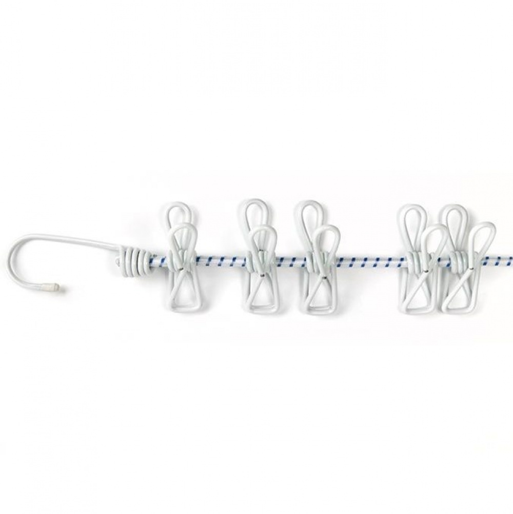 Elastisk lina / Tvättlina med 10 klämmor, FLEXX UNIVERSAL ROPE, 140 - 250 cm, Vit i gruppen Förvaring / Tvätt och tork / Torkställningar hos SmartaSaker.se (40537)