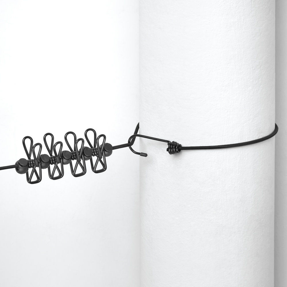 Elastisk lina med 12 klämmor, ELASTICA, 2 - 4 m, Svart i gruppen Förvaring / Tvätt och tork / Torkställningar hos SmartaSaker.se (40538)