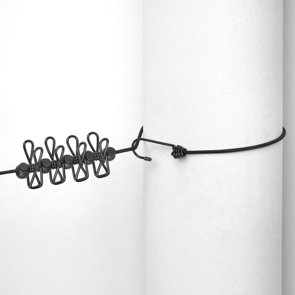 Elastisk lina med 12 klämmor, ELASTICA, 2 - 4 m, Svart i gruppen Förvaring / Tvätt och tork / Torkställningar hos SmartaSaker.se (40538)