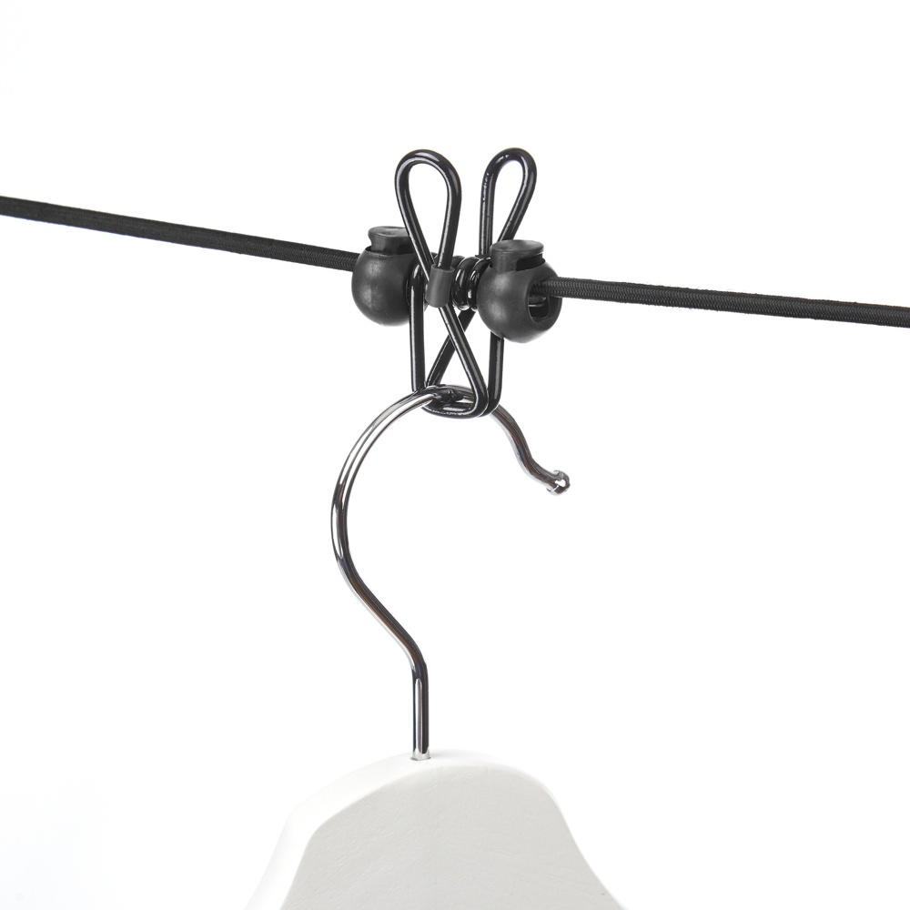 Elastisk lina med 12 klämmor, ELASTICA, 2 - 4 m, Svart i gruppen Förvaring / Tvätt och tork / Torkställningar hos SmartaSaker.se (40538)