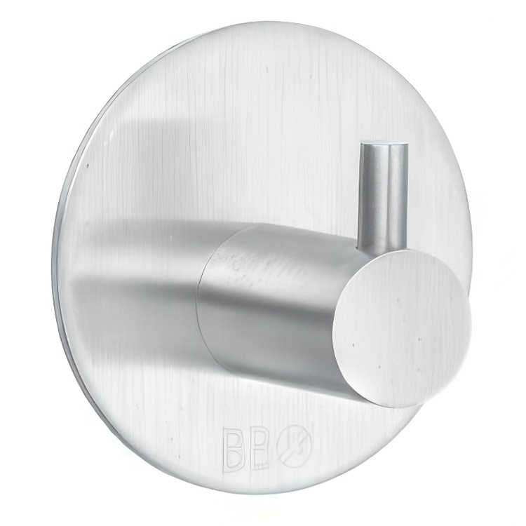Enkelkrok, Självhäftande, Rund, med Pigg, STICK Ø 4,8 cm, Borstat rostfritt stål i gruppen Förvaring / Magneter och självhäftande / Självhäftande krokar hos SmartaSaker.se (40549)