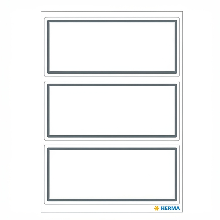 Etiketter, Självhäftande 18 st, GREY FRAME MEDIUM, 82 x 36 mm, Vit / Grå i gruppen Förvaring / Magneter och självhäftande / Skyltar och etiketter hos SmartaSaker.se (40556)