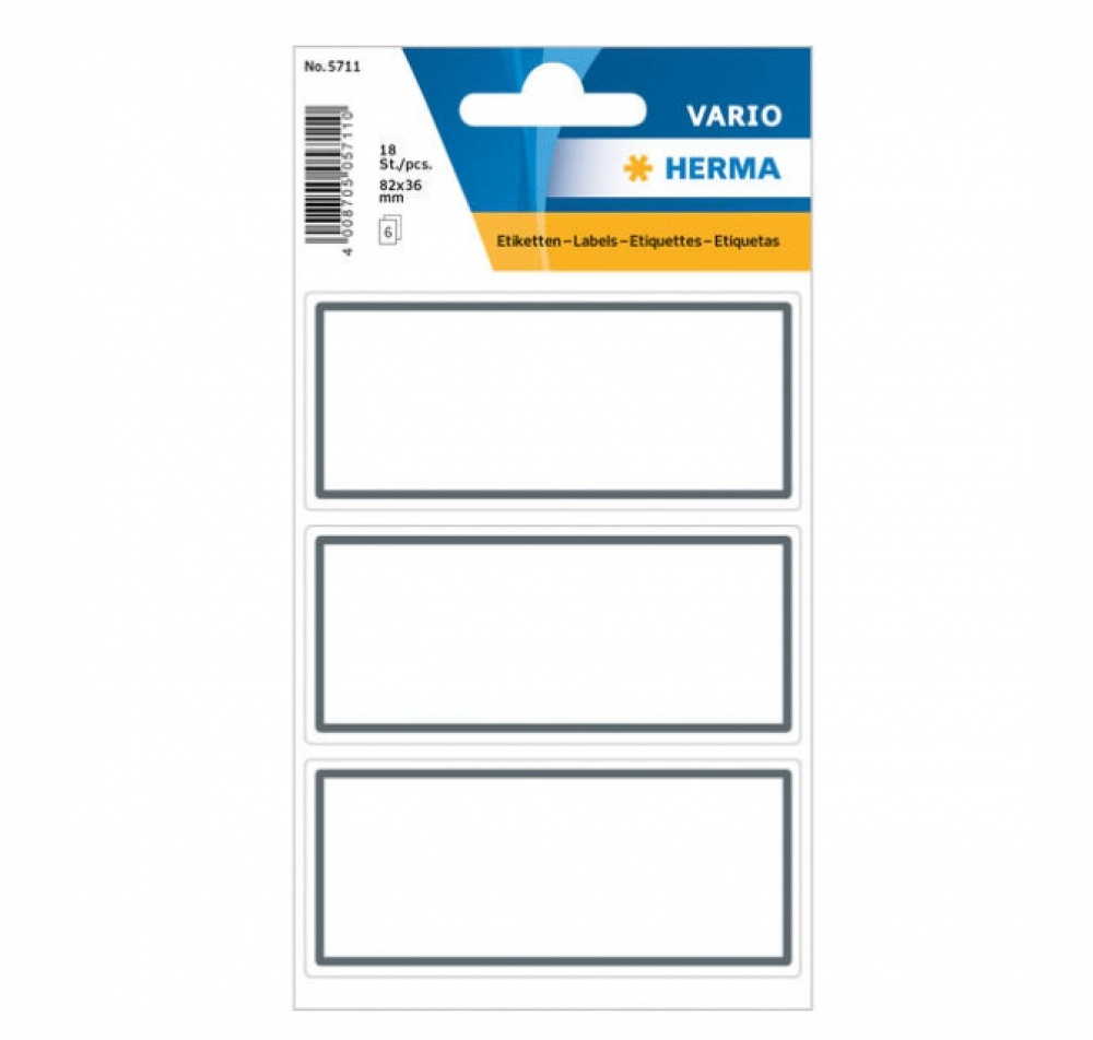 Etiketter, Självhäftande 18 st, GREY FRAME MEDIUM, 82 x 36 mm, Vit / Grå i gruppen Förvaring / Magneter och självhäftande / Skyltar och etiketter hos SmartaSaker.se (40556)