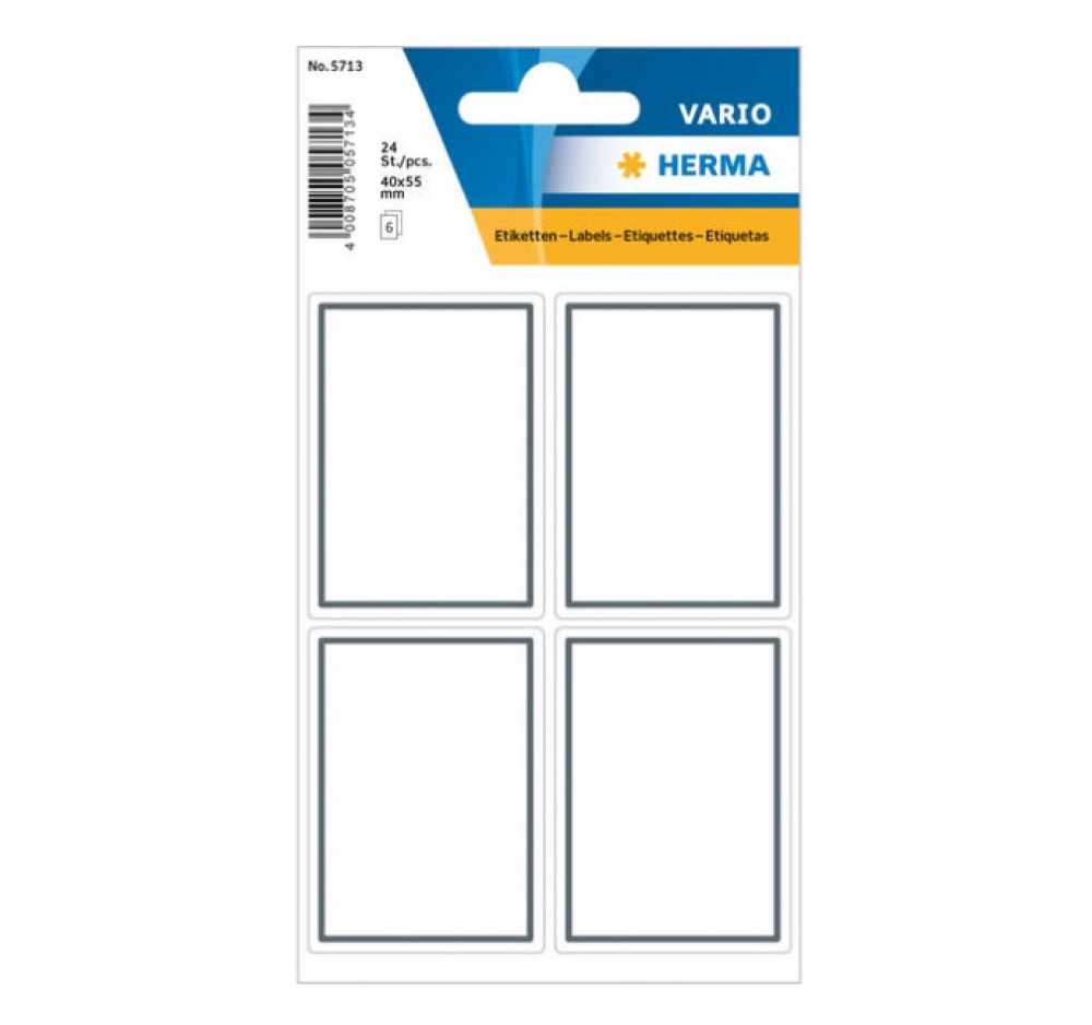 Etiketter, Självhäftande 24 st, GREY FRAME SMALL, 40 x 55 mm, Vit / Grå i gruppen Förvaring / Magneter och självhäftande / Skyltar och etiketter hos SmartaSaker.se (40557)