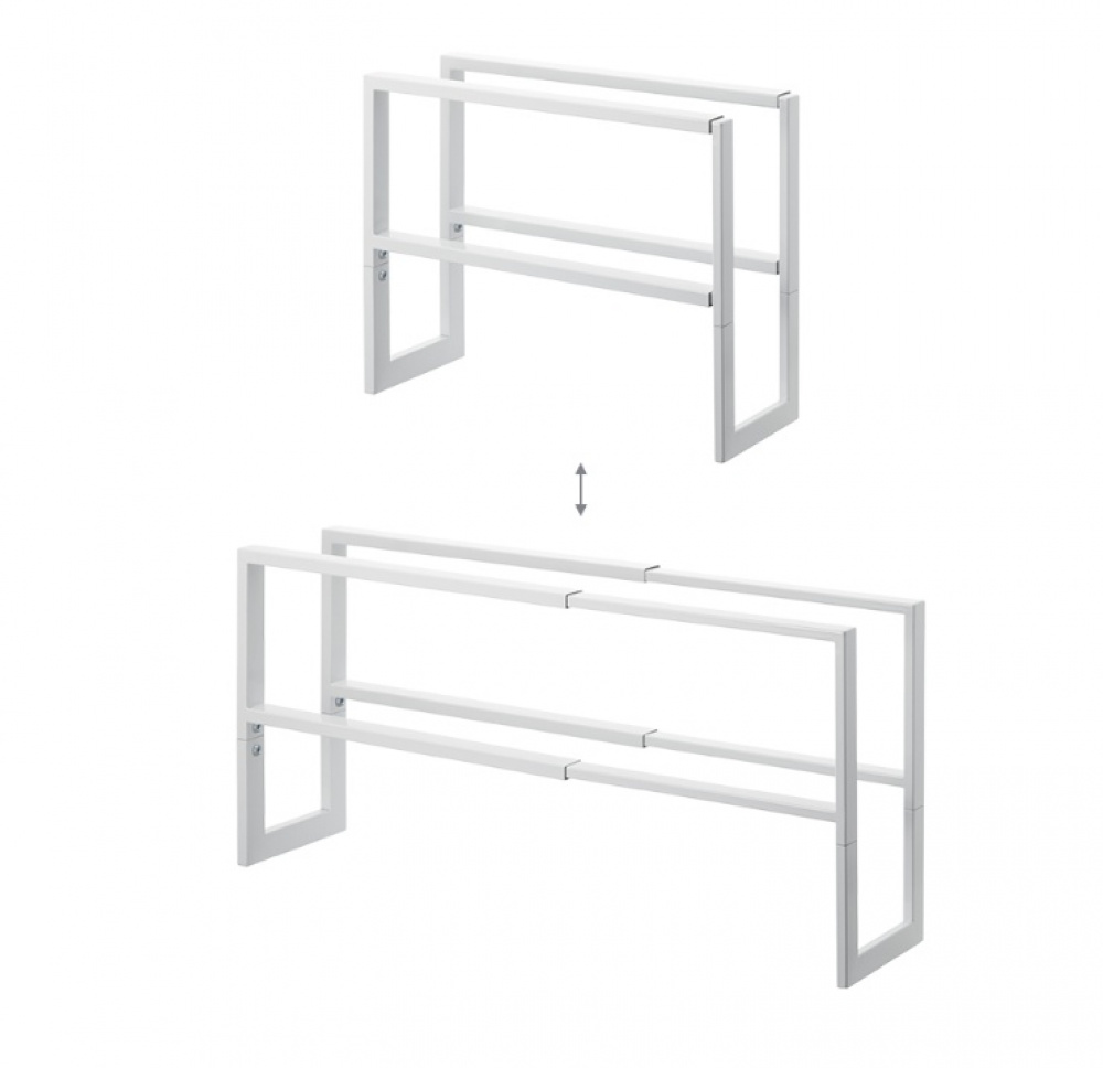 Expanderbar skohylla i metall, LINE 2-TIERED, 38 ~ 70 x 15 x H 30 cm, Yamazaki, Vit i gruppen Förvaring / Hallförvaring / Skohyllor hos SmartaSaker.se (40562)