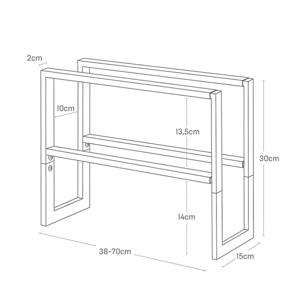 Expanderbar skohylla i metall, LINE 2-TIERED, 38 ~ 70 x 15 x H 30 cm, Yamazaki, Vit i gruppen Förvaring / Hallförvaring / Skohyllor hos SmartaSaker.se (40562)