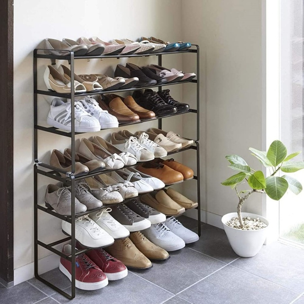 Expanderbar skohylla i metall, Stapelbar, FRAME 3-TIERED, 41~70 x 25 x H 46 cm, Yamazaki, Svart i gruppen Förvaring / Hallförvaring / Skohyllor hos SmartaSaker.se (40563)