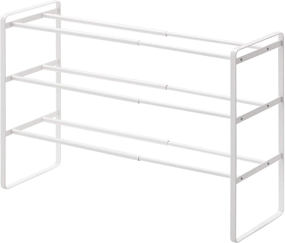 Expanderbar skohylla i metall, Stapelbar, FRAME 3-TIERED, 41-70 x 25 x H 46 cm, Yamazaki, Vit i gruppen Förvaring / Hallförvaring / Skohyllor hos SmartaSaker.se (40564)