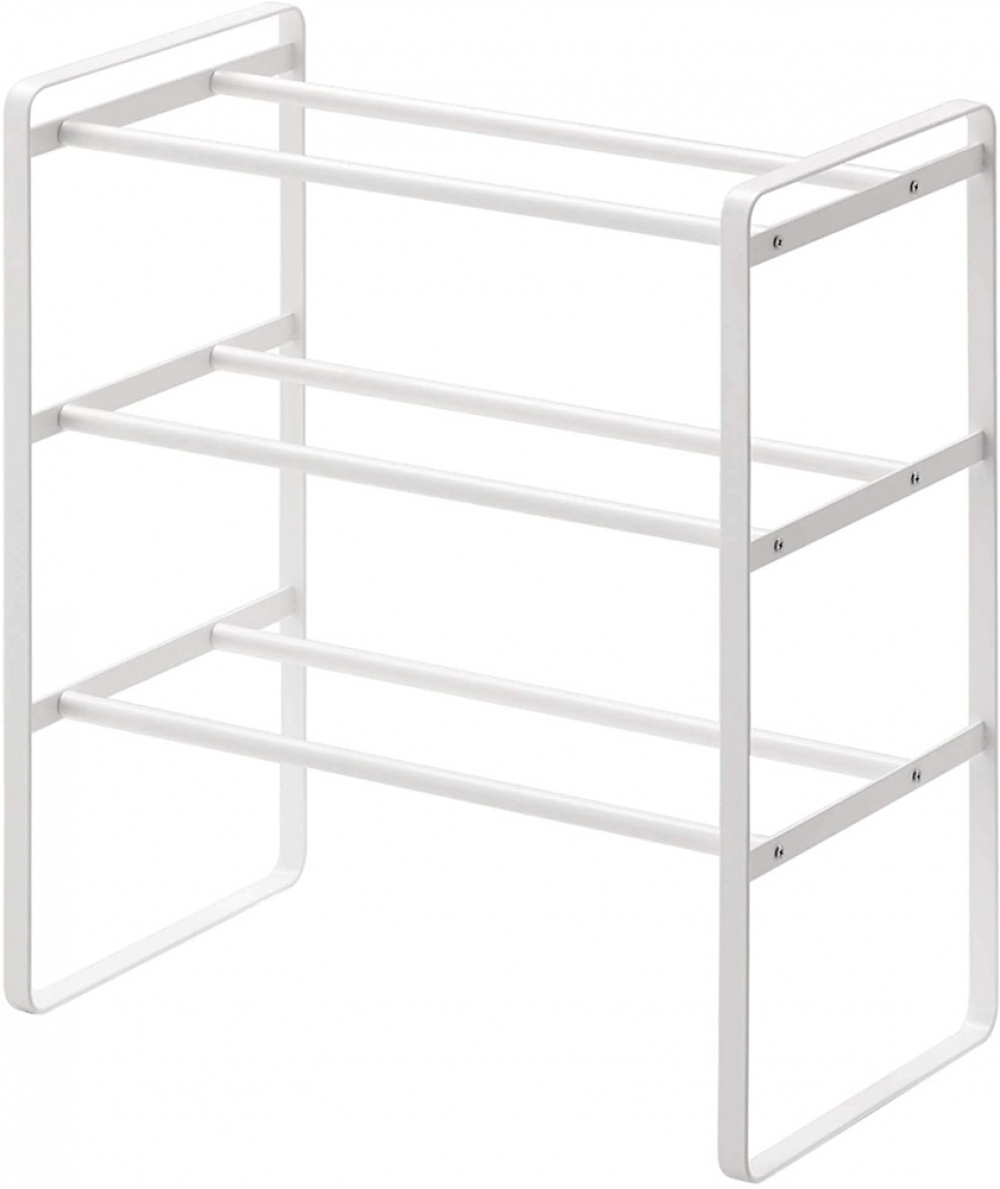 Expanderbar skohylla i metall, Stapelbar, FRAME 3-TIERED, 41-70 x 25 x H 46 cm, Yamazaki, Vit i gruppen Förvaring / Hallförvaring / Skohyllor hos SmartaSaker.se (40564)