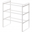 Expanderbar skohylla i metall, Stapelbar, FRAME 3-TIERED, 41-70 x 25 x H 46 cm, Yamazaki, Vit