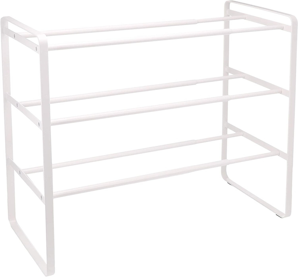 Expanderbar skohylla i metall, Stapelbar, FRAME 3-TIERED, 41-70 x 25 x H 46 cm, Yamazaki, Vit i gruppen Förvaring / Hallförvaring / Skohyllor hos SmartaSaker.se (40564)