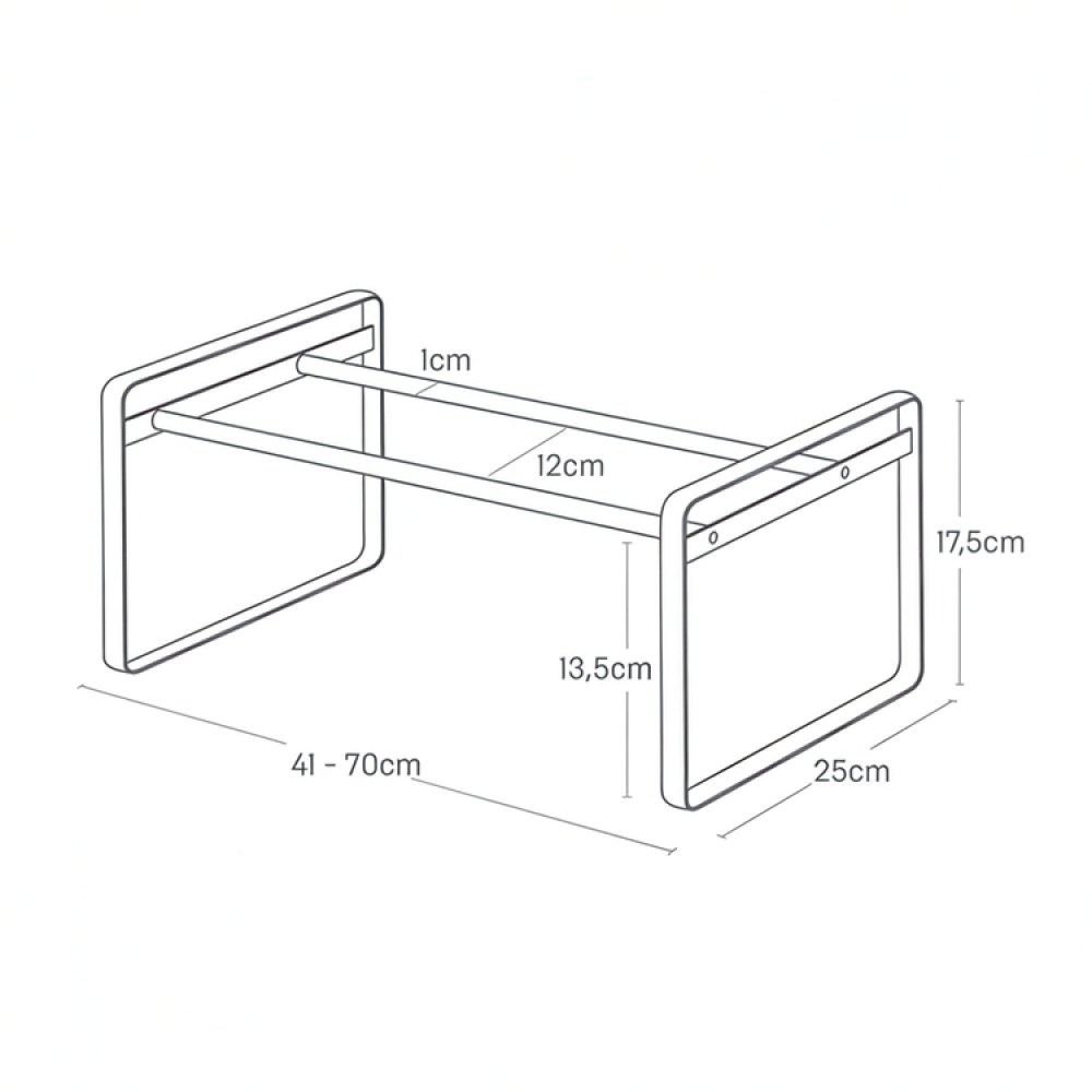 Expanderbar skohylla i metall, Stapelbar, FRAME, 41~70 x 25 x H 17,5 cm, Yamazaki i gruppen Förvaring / Garderobsförvaring / Skoförvaring hos SmartaSaker.se (40565)