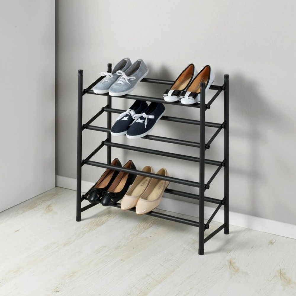 Expanderbar skohylla, 4 hyllor, HERO NON-SLIP, 62~115 x 23 x H 68 cm, Svart i gruppen Förvaring / Hallförvaring / Skohyllor hos SmartaSaker.se (40566)