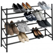 Expanderbar skohylla, 4 hyllor, HERO NON-SLIP, 62~115 x 23 x H 68 cm, Svart Expanderbar skohylla, 4 hyllor, HERO NON-SLIP, 62~115 x 23 x H 68 cm, Svart