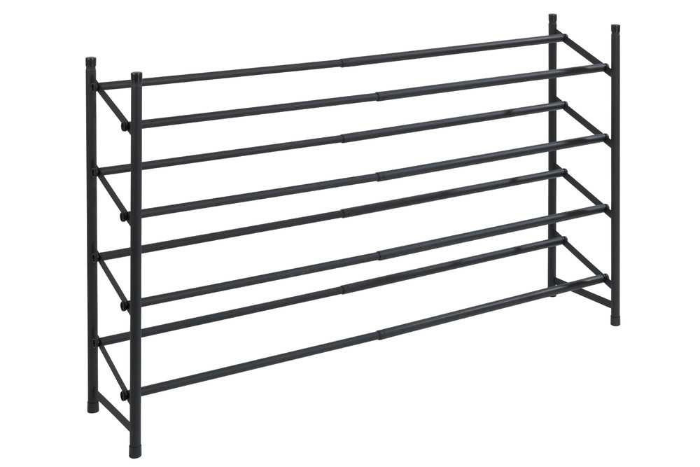 Expanderbar skohylla, 4 hyllor, HERO NON-SLIP, 62~115 x 23 x H 68 cm, Svart i gruppen Förvaring / Hallförvaring / Skohyllor hos SmartaSaker.se (40566)